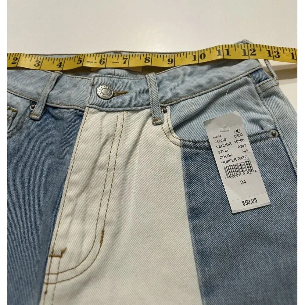 PACSUN Eco Hopper Patch Mom Jeans  Size 24 Light Wash High Rise Straight Leg NWT - Picture 6 of 12